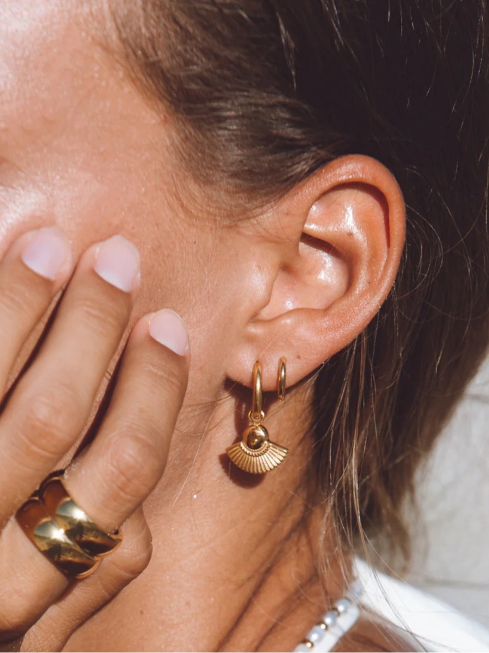 Atolea Gold Hoop Earrings - Small Lightweight Hoops